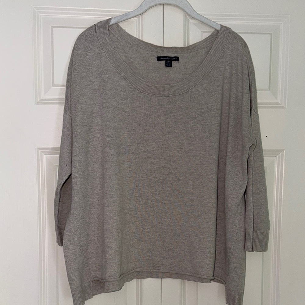 American Eagle Outfitters Neutral Light Beige Knit Sweater, Size L
